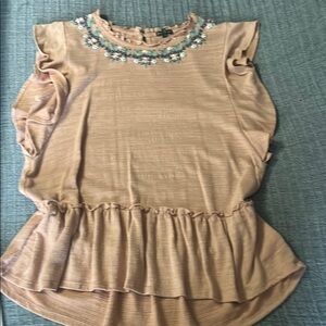 Hannah Pink Ruffled Cap Sleeve Peplum Blouse